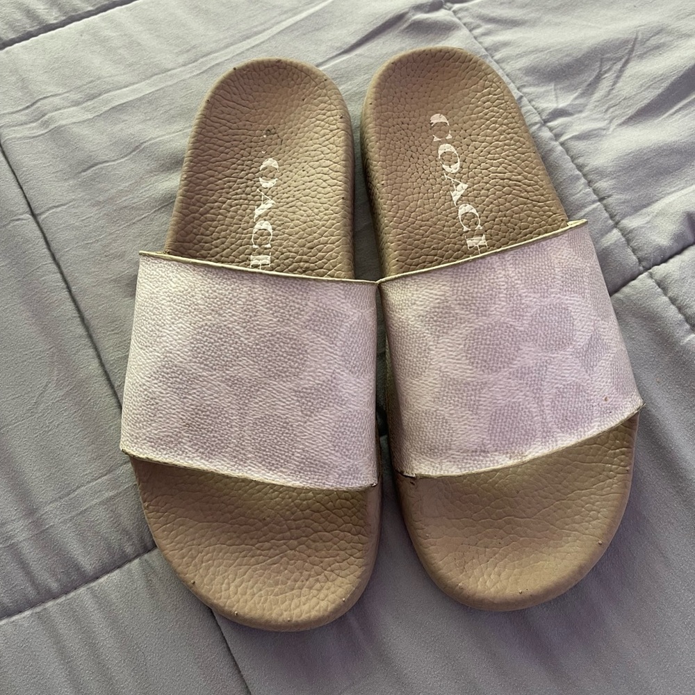 Coach Women's Beige Slide Sandals